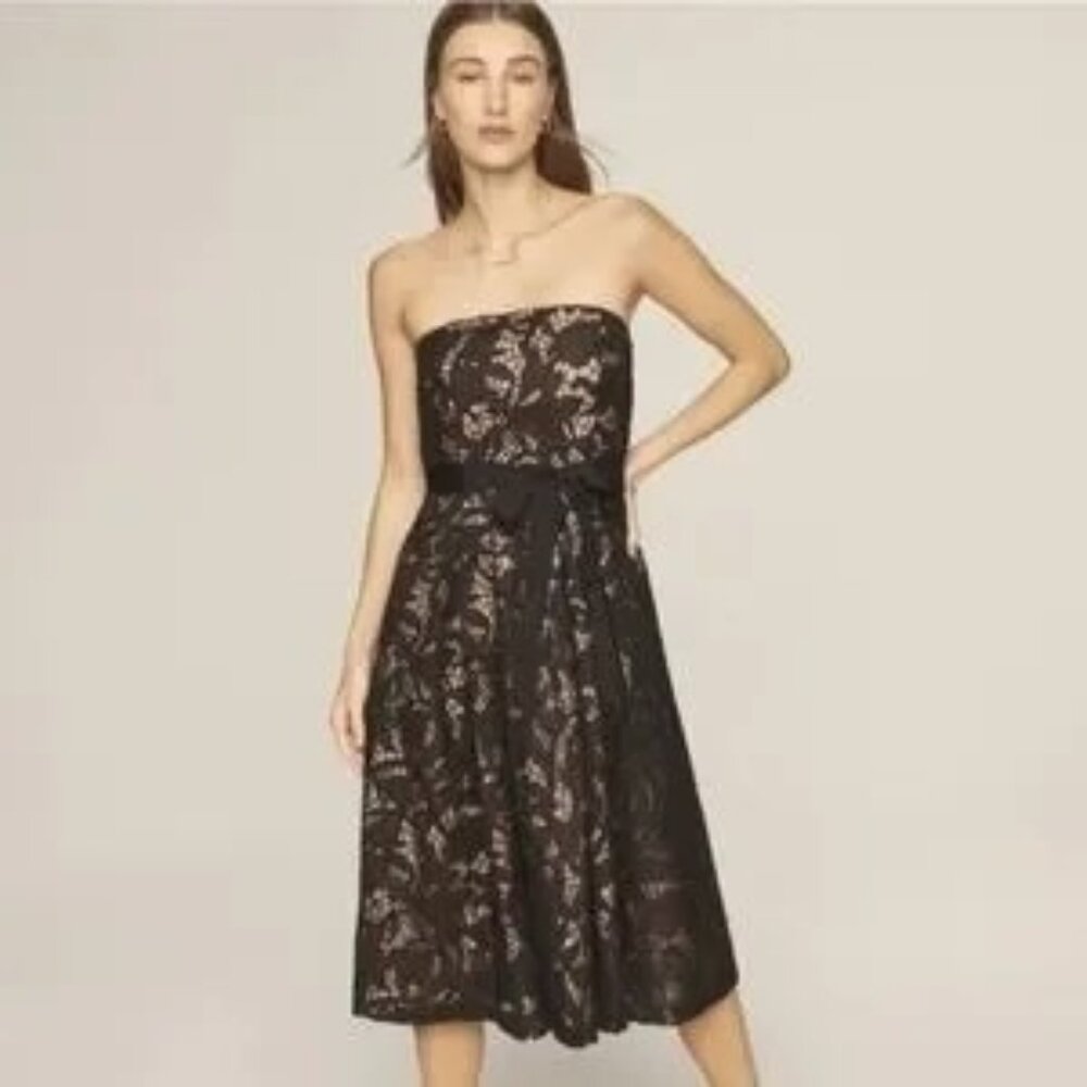 WHBM Strapless Lace Fit & Flare Midi Dress Size 0